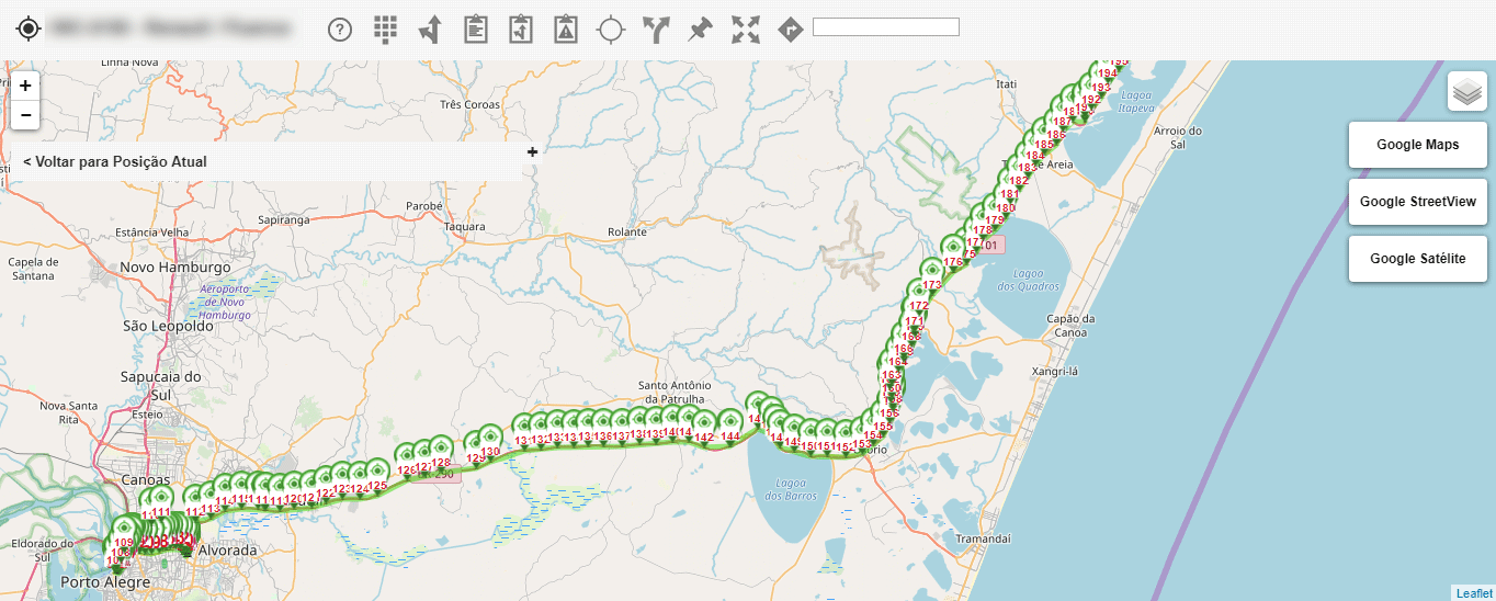 Tela do Sistema de Rastreamento